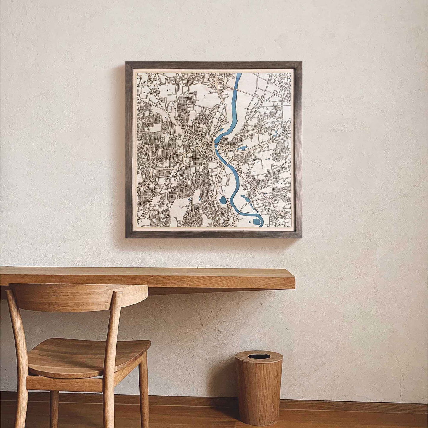 Hartford Wooden Map by CityWood - Custom Wood Map Art - Unique Laser Cut Engraved - Anniversary Gift
