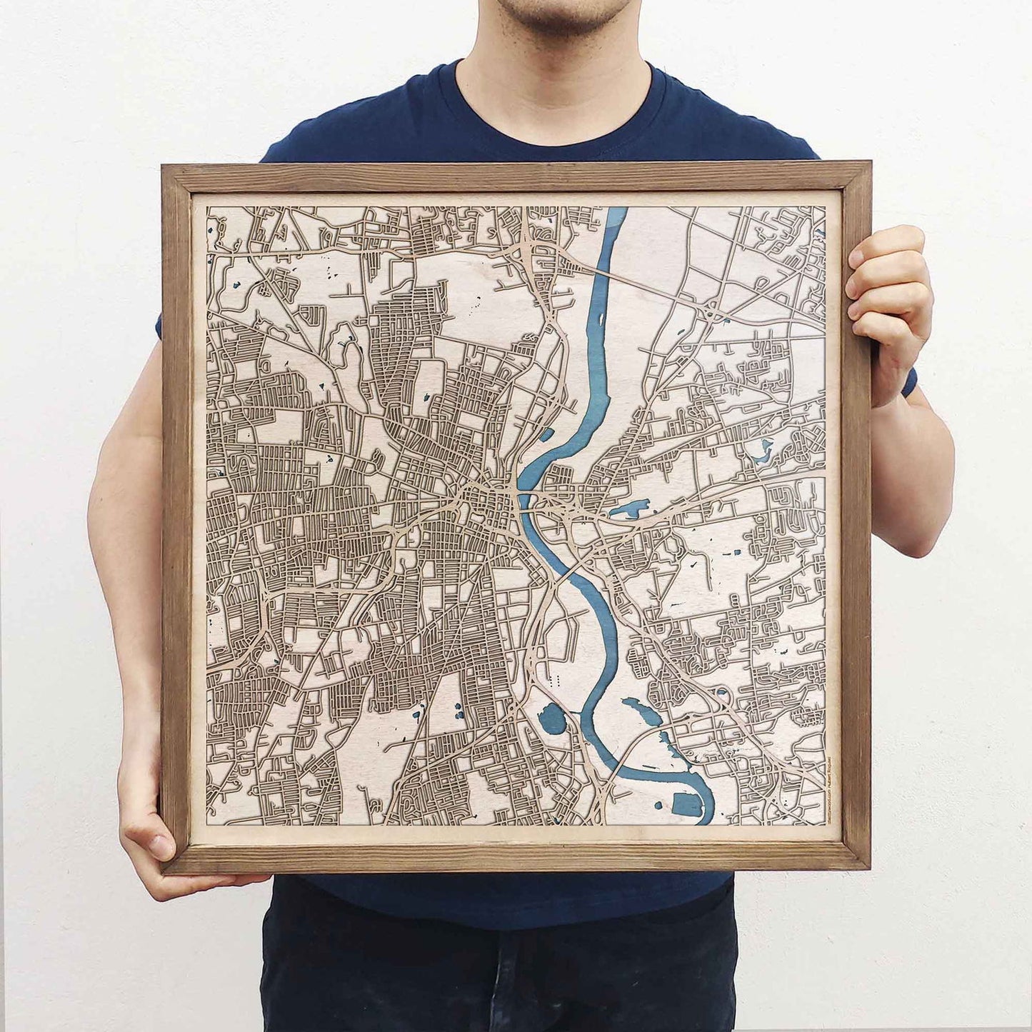 Hartford Wooden Map by CityWood - Custom Wood Map Art - Unique Laser Cut Engraved - Anniversary Gift