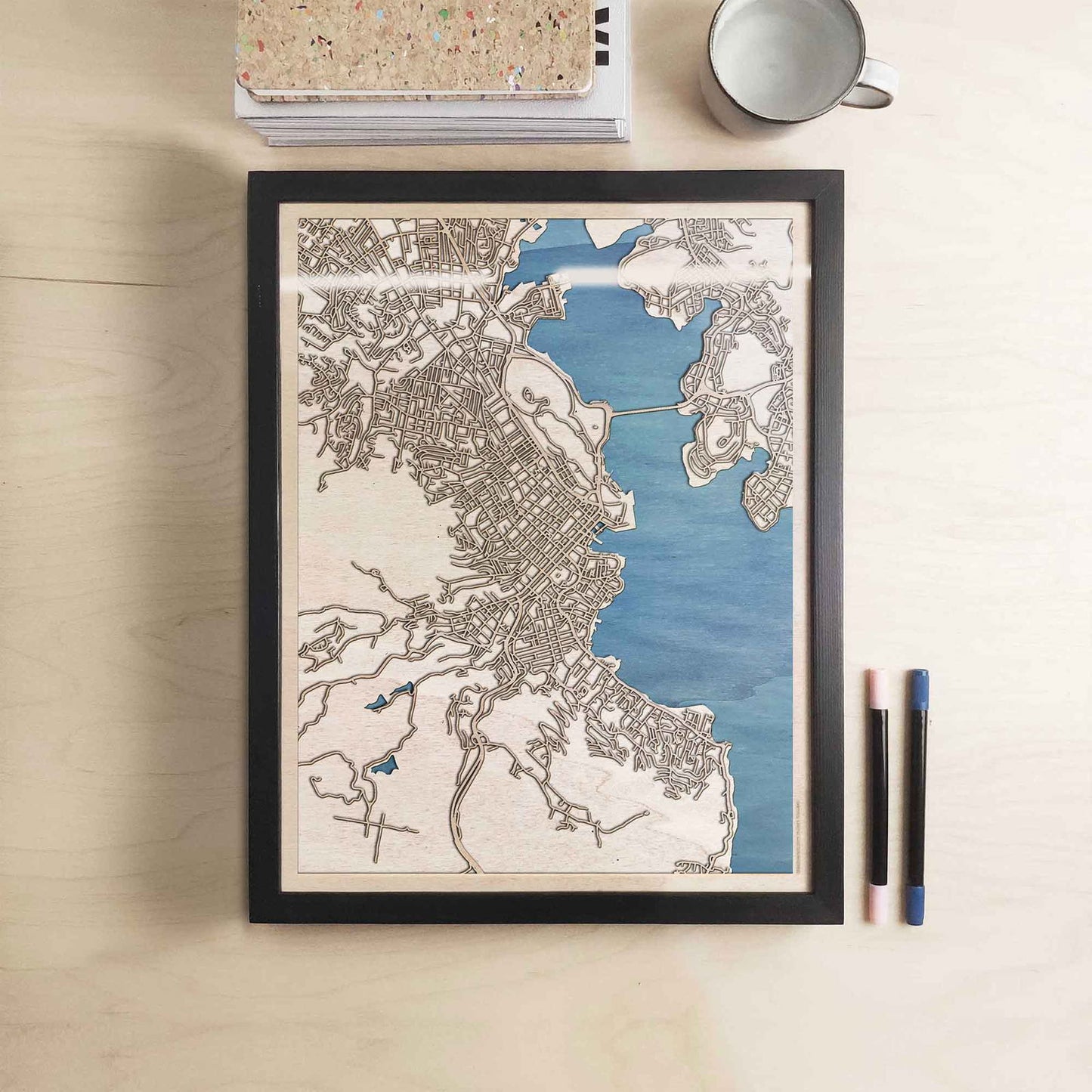 Hobart Wooden Map by CityWood - Custom Wood Map Art - Unique Laser Cut Engraved - Anniversary Gift
