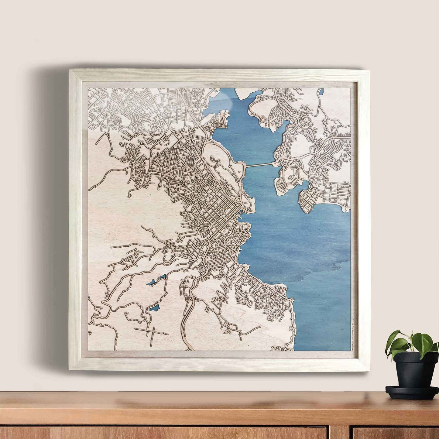 Hobart Wooden Map by CityWood - Custom Wood Map Art - Unique Laser Cut Engraved - Anniversary Gift
