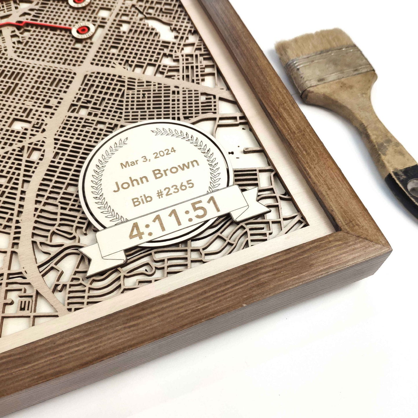 Houston Marathon Commemorative Wooden Route Map – Collector's Item by CityWood - Custom Wood Map Art - Unique Laser Cut Engraved - Anniversary Gift