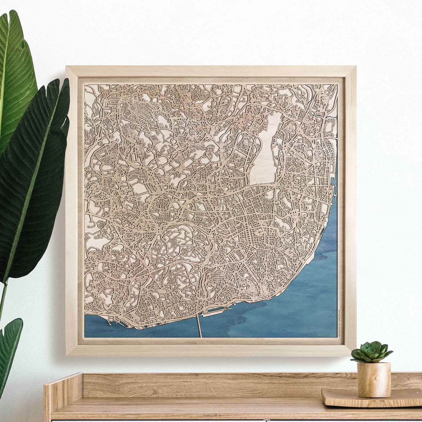 Lisbon Wooden Map by CityWood - Custom Wood Map Art - Unique Laser Cut Engraved - Anniversary Gift