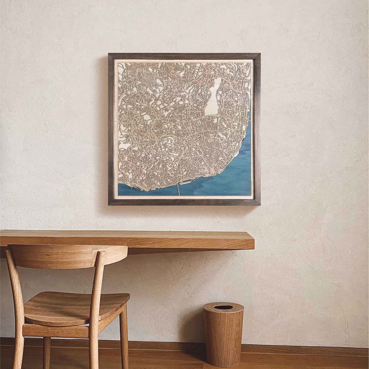 Lisbon Wooden Map by CityWood - Custom Wood Map Art - Unique Laser Cut Engraved - Anniversary Gift