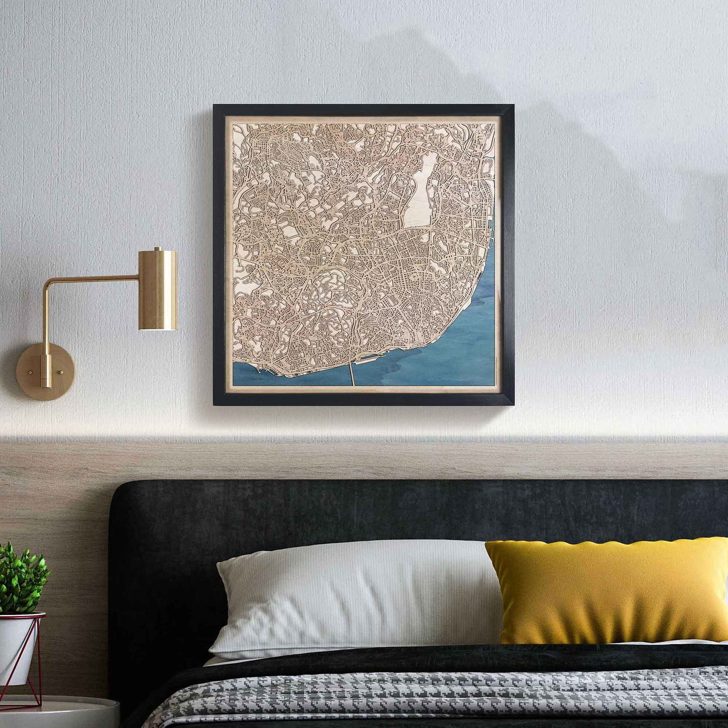 Lisbon Wooden Map by CityWood - Custom Wood Map Art - Unique Laser Cut Engraved - Anniversary Gift