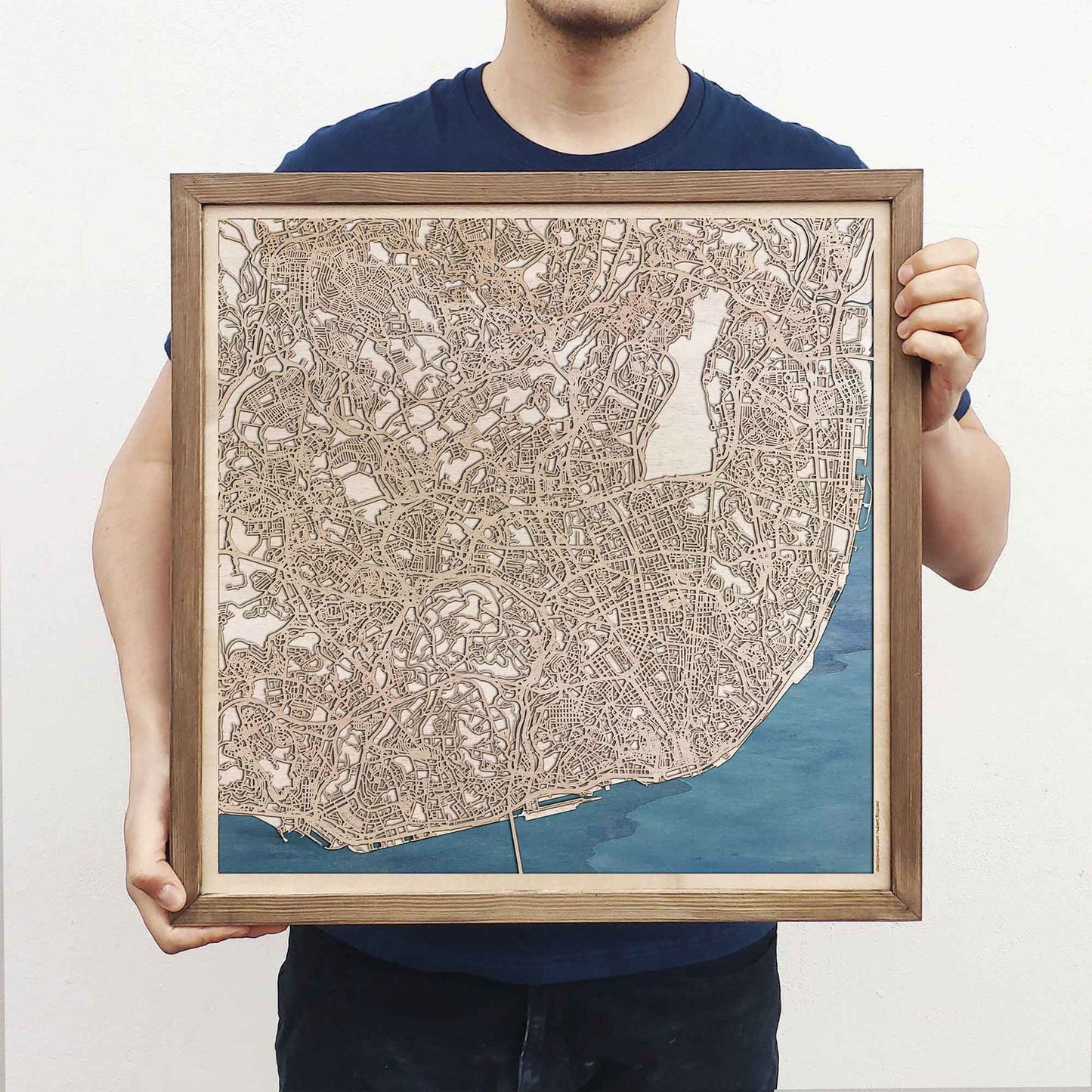 Lisbon Wooden Map by CityWood - Custom Wood Map Art - Unique Laser Cut Engraved - Anniversary Gift