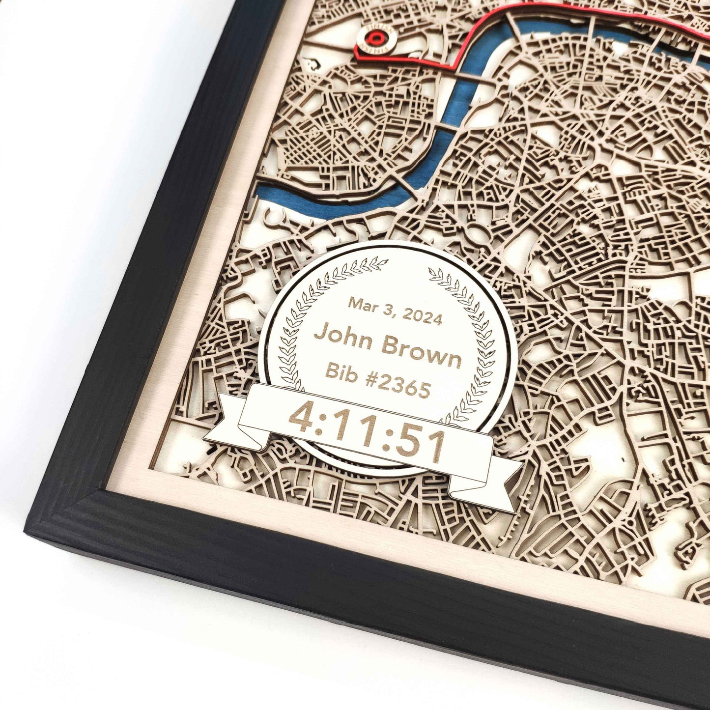 London Marathon Wooden Map by CityWood - Custom Wood Map Art - Unique Laser Cut Engraved - Anniversary Gift