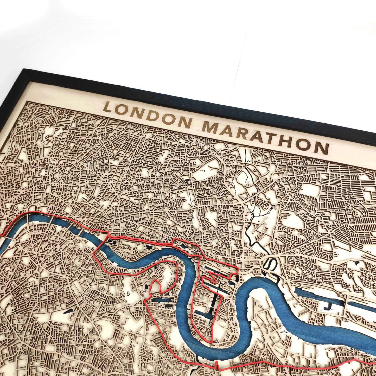 London Marathon Course Map - Wall Art Gift by CityWood - Custom Wood Map Art - Unique Laser Cut Engraved - Anniversary Gift