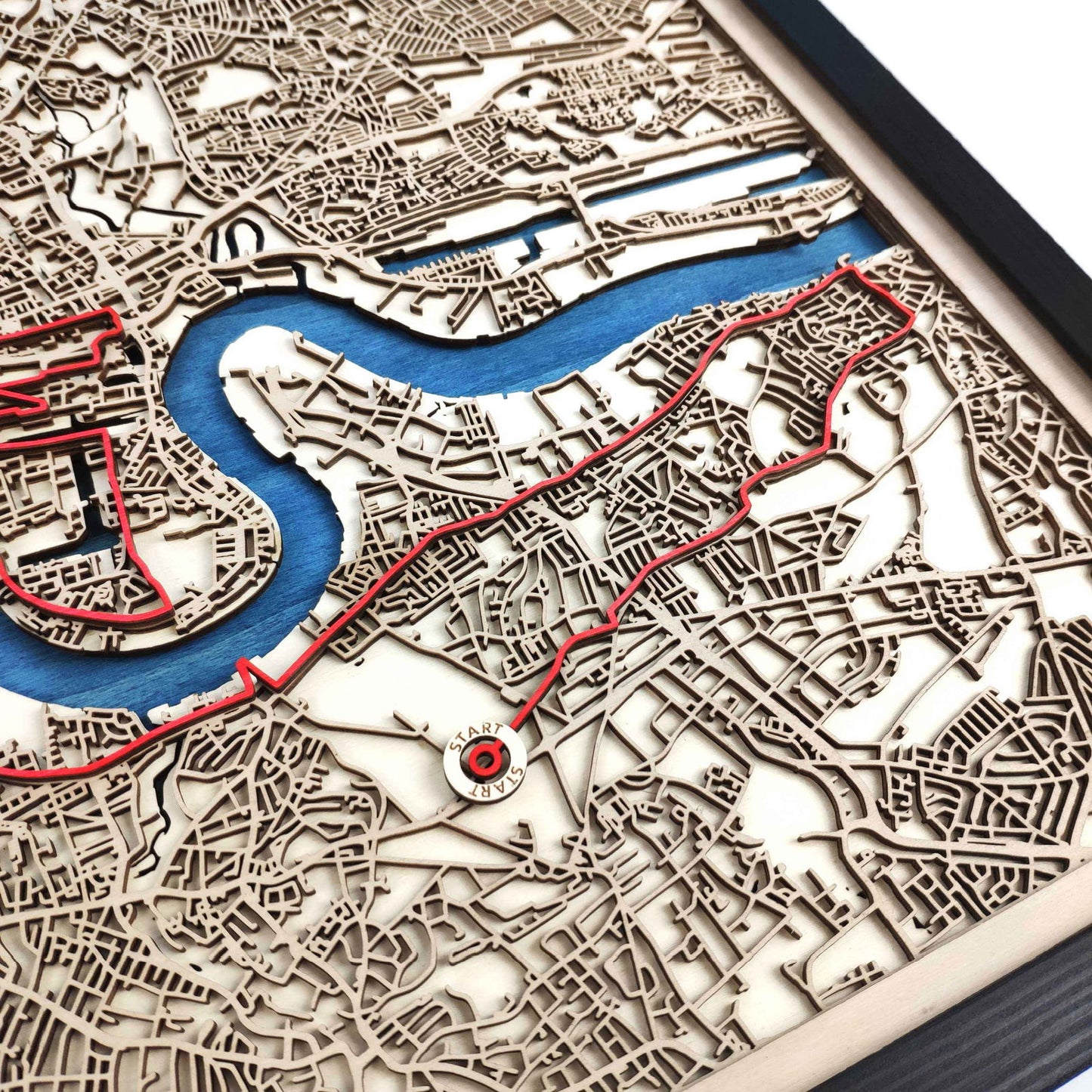 London Marathon Course Map - Wall Art Gift by CityWood - Custom Wood Map Art - Unique Laser Cut Engraved - Anniversary Gift