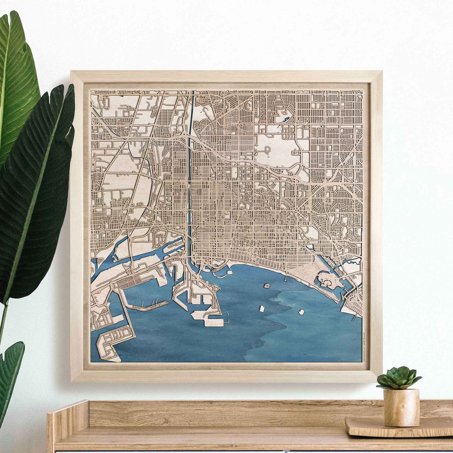 Long Beach Wooden Map by CityWood - Custom Wood Map Art - Unique Laser Cut Engraved - Anniversary Gift