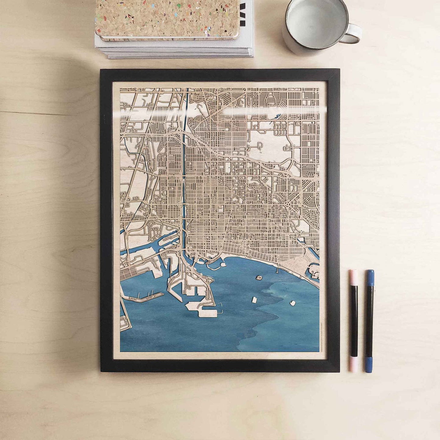 Long Beach Wooden Map by CityWood - Custom Wood Map Art - Unique Laser Cut Engraved - Anniversary Gift