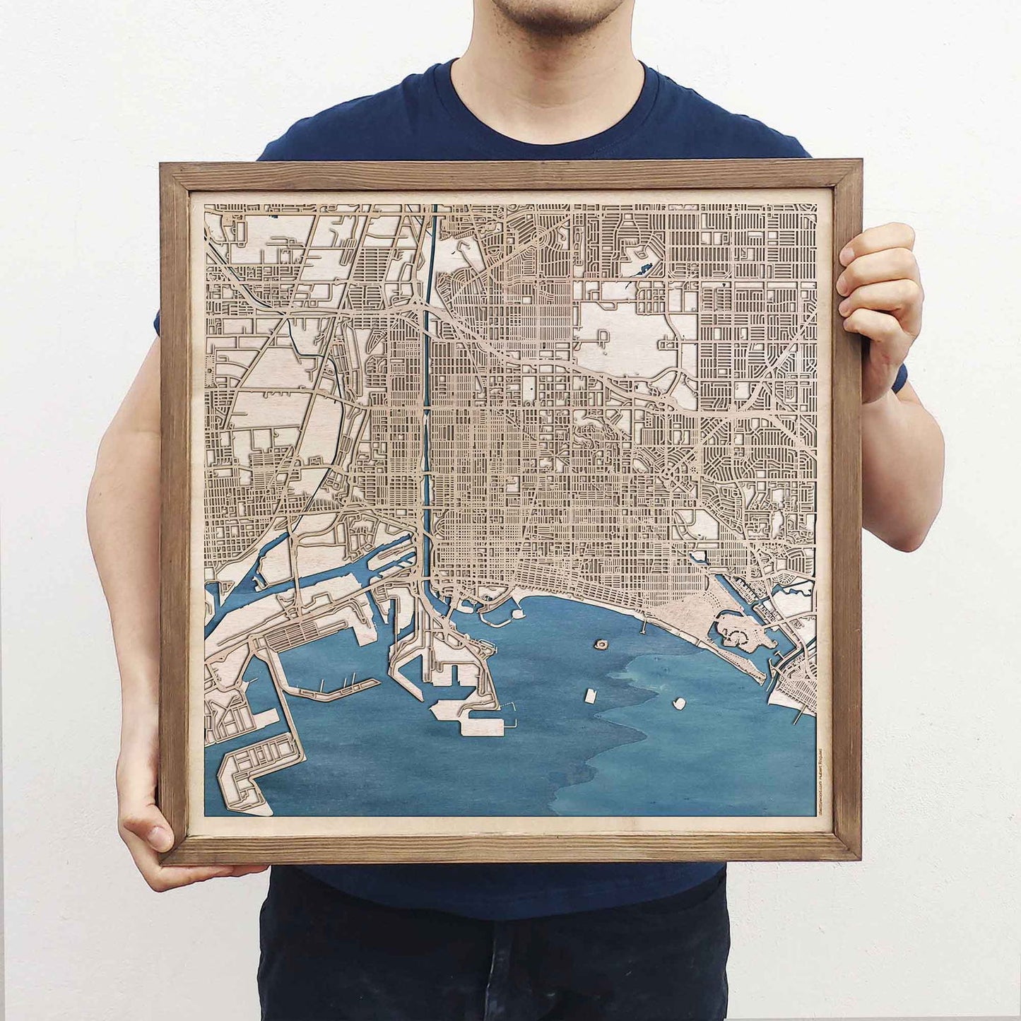 Long Beach Wooden Map by CityWood - Custom Wood Map Art - Unique Laser Cut Engraved - Anniversary Gift