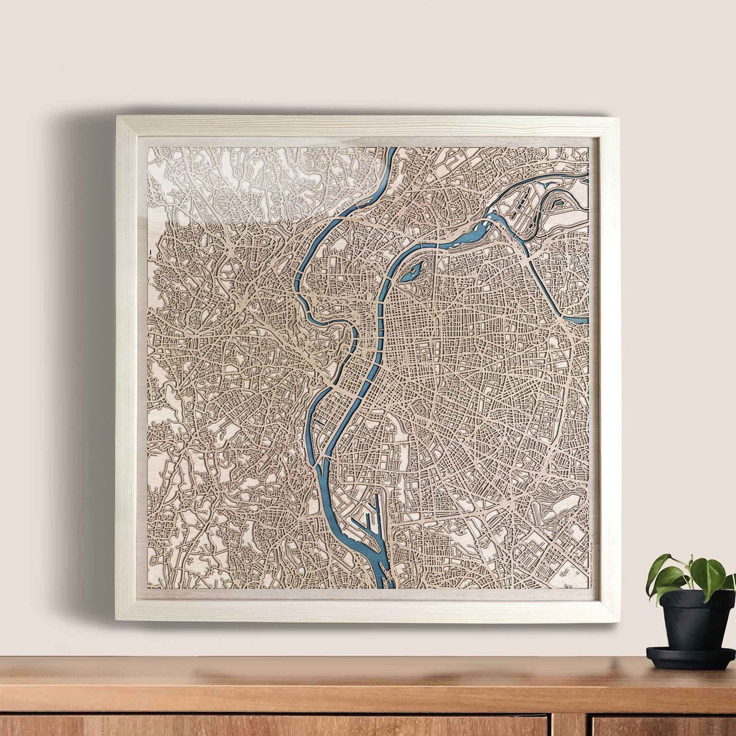 Lyon Wooden Map by CityWood - Custom Wood Map Art - Unique Laser Cut Engraved - Anniversary Gift