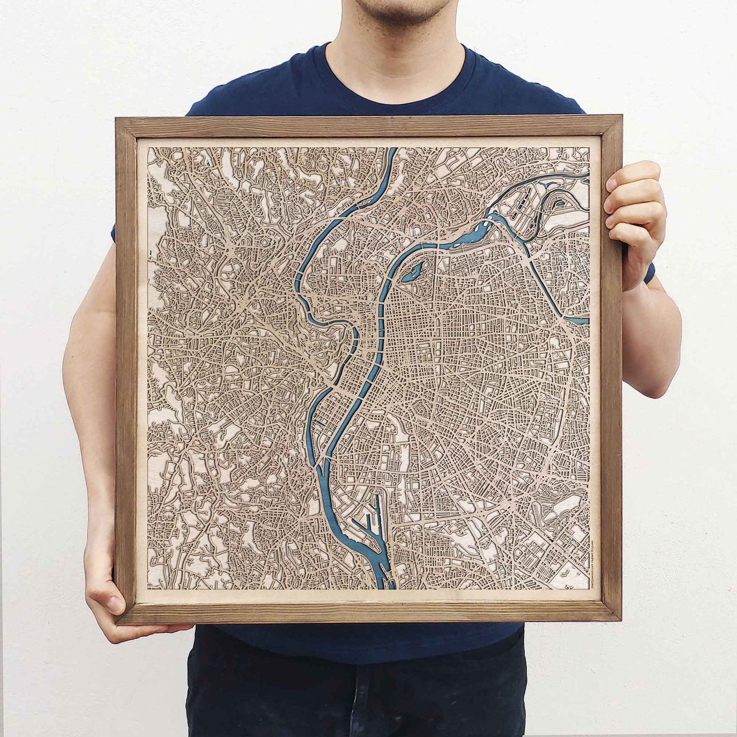 Lyon Wooden Map by CityWood - Custom Wood Map Art - Unique Laser Cut Engraved - Anniversary Gift