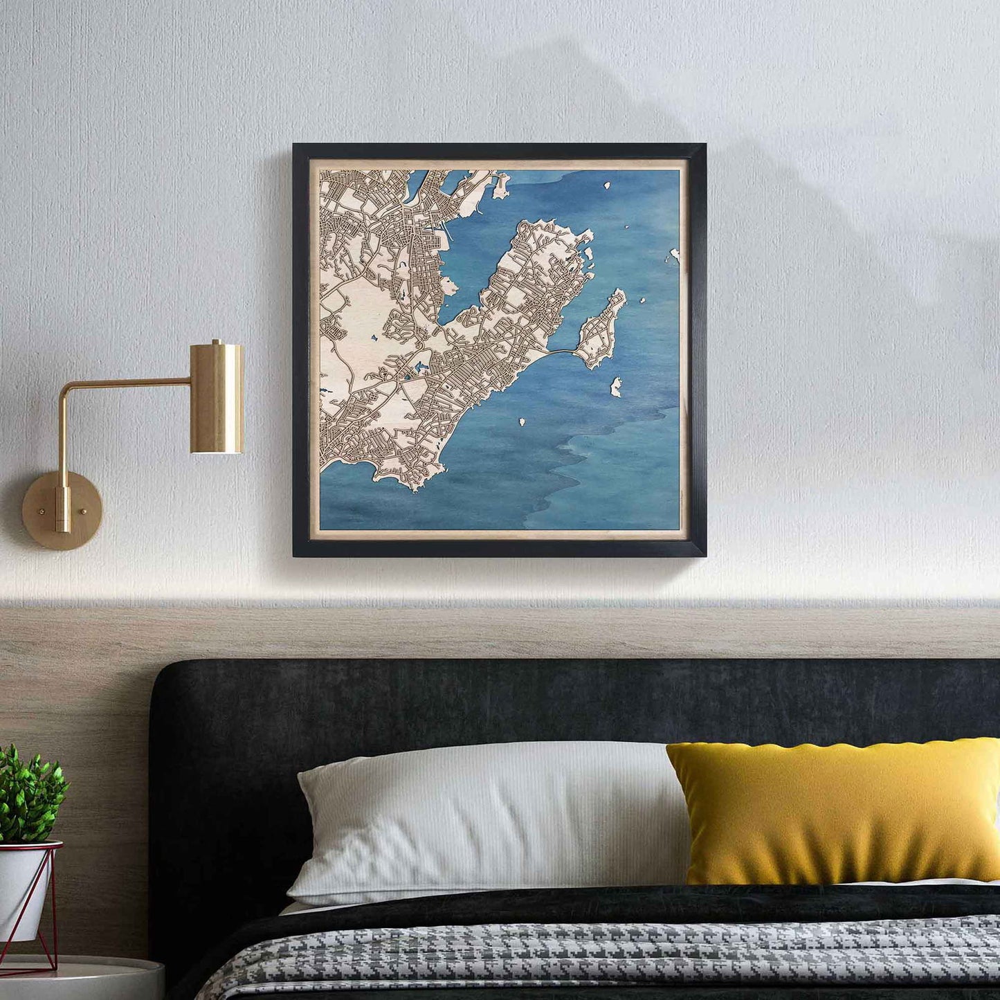 Marblehead Wooden Map by CityWood - Custom Wood Map Art - Unique Laser Cut Engraved - Anniversary Gift