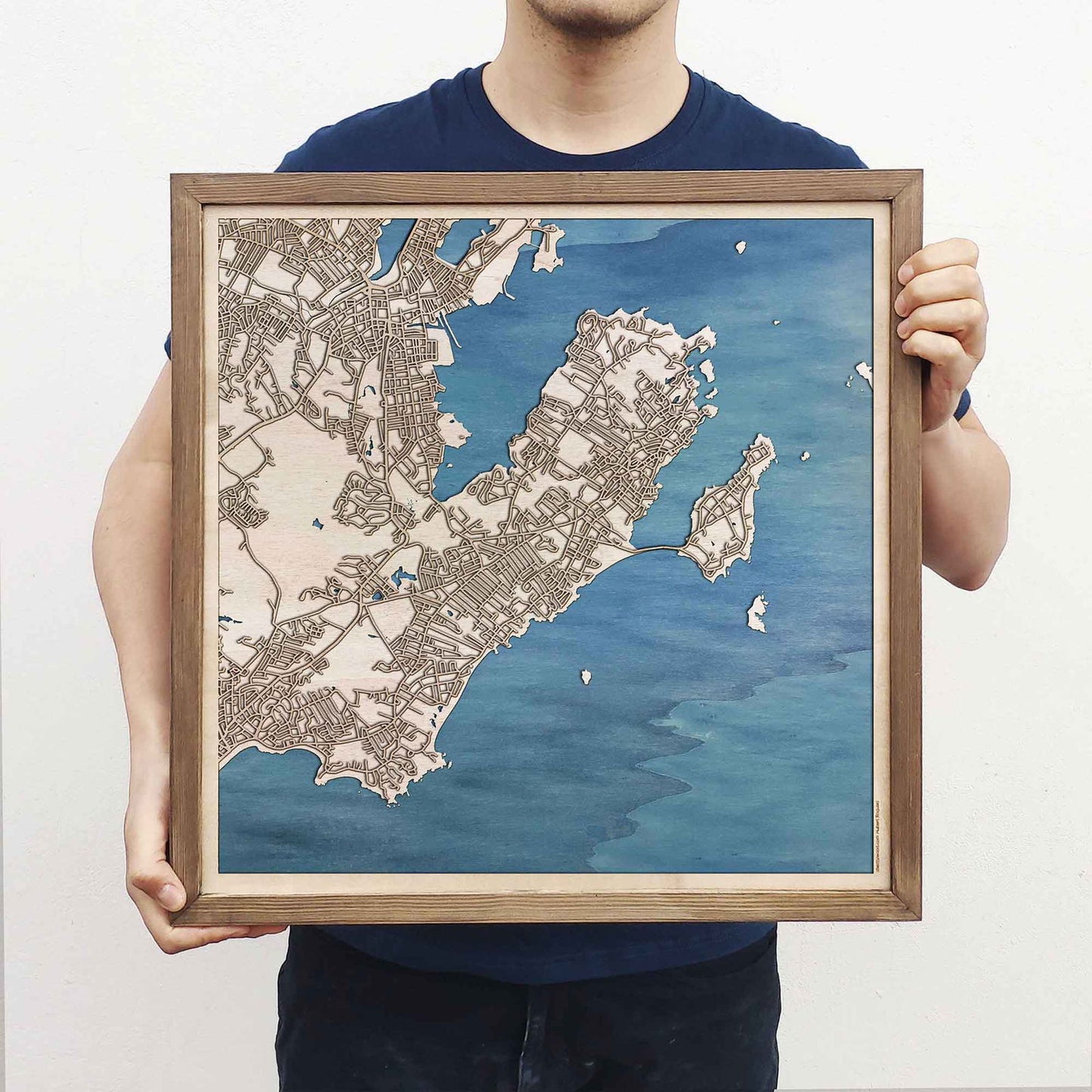 Marblehead Wooden Map by CityWood - Custom Wood Map Art - Unique Laser Cut Engraved - Anniversary Gift