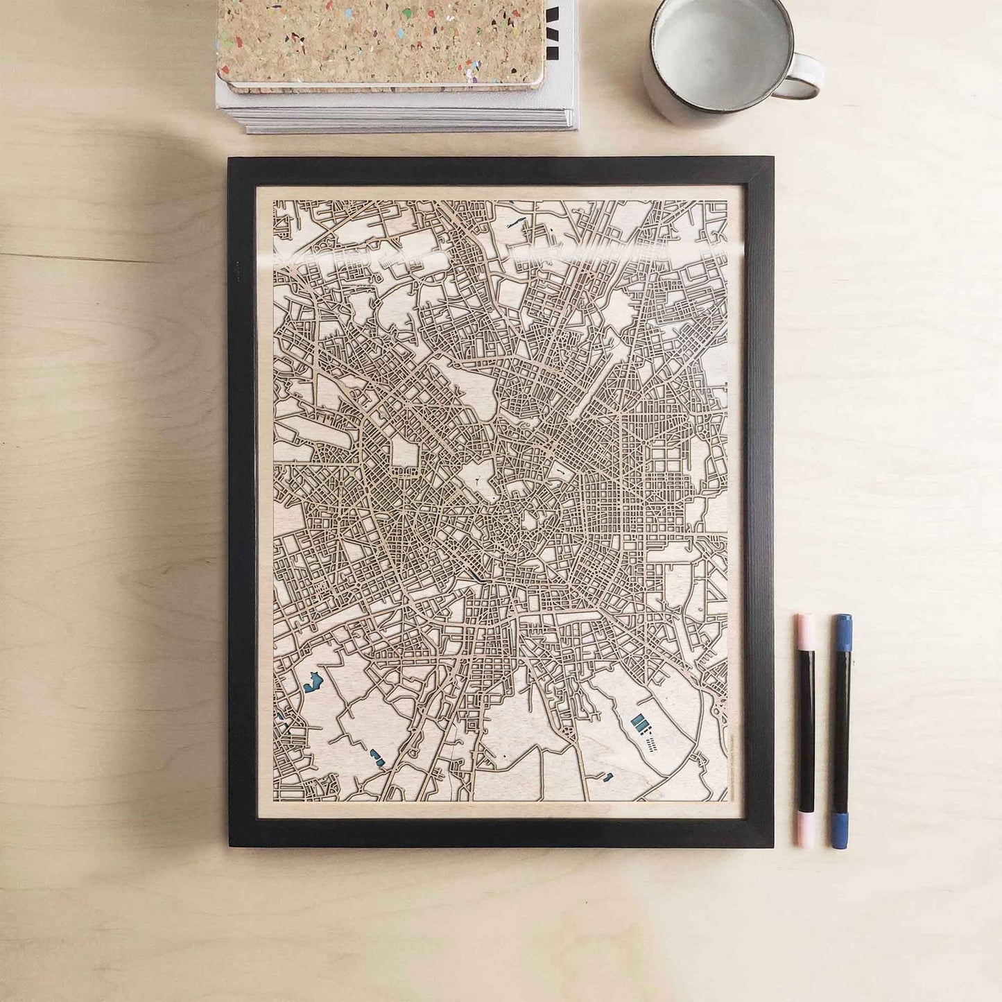 Milan Wooden Map by CityWood - Custom Wood Map Art - Unique Laser Cut Engraved - Anniversary Gift
