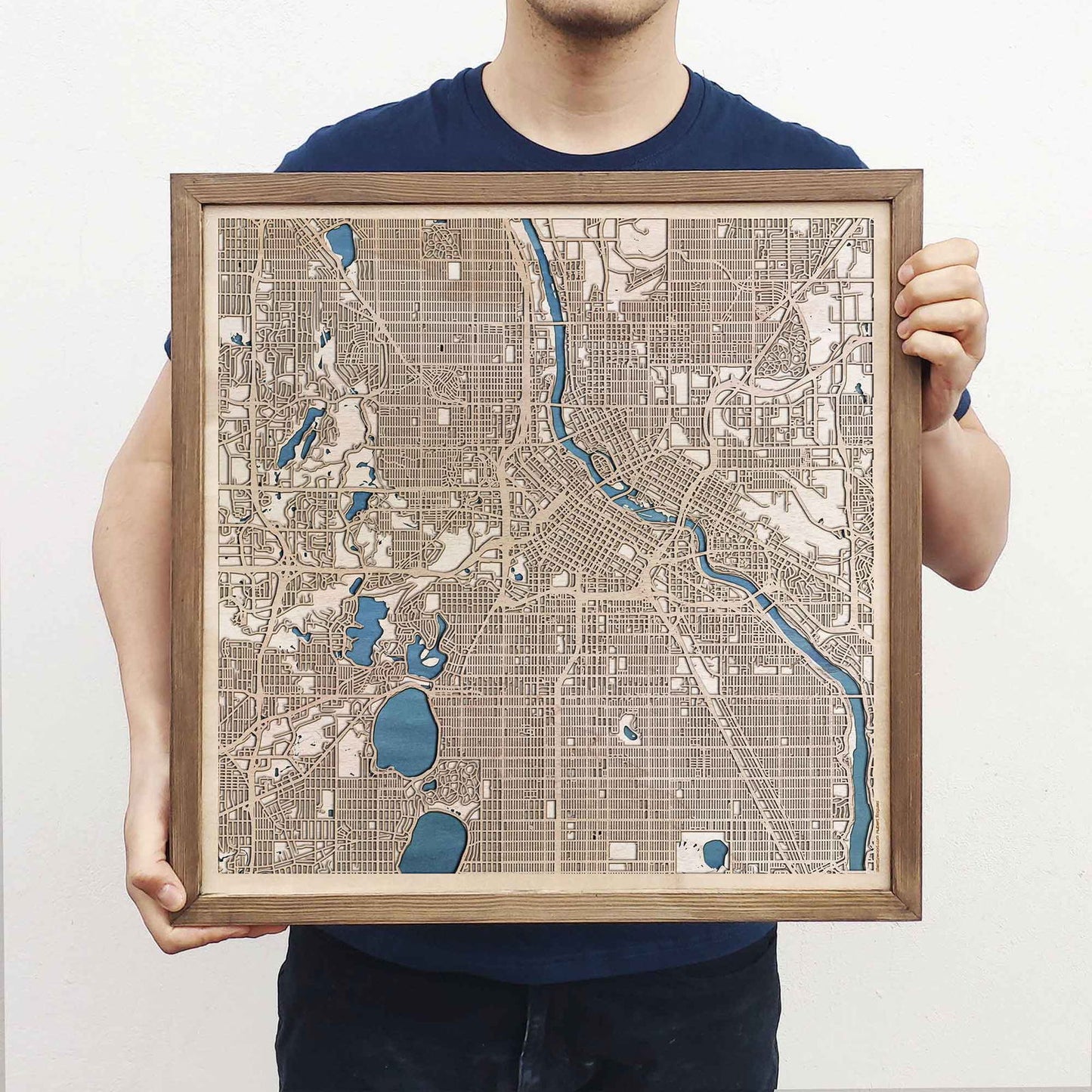 Minneapolis Wooden Map by CityWood - Custom Wood Map Art - Unique Laser Cut Engraved - Anniversary Gift