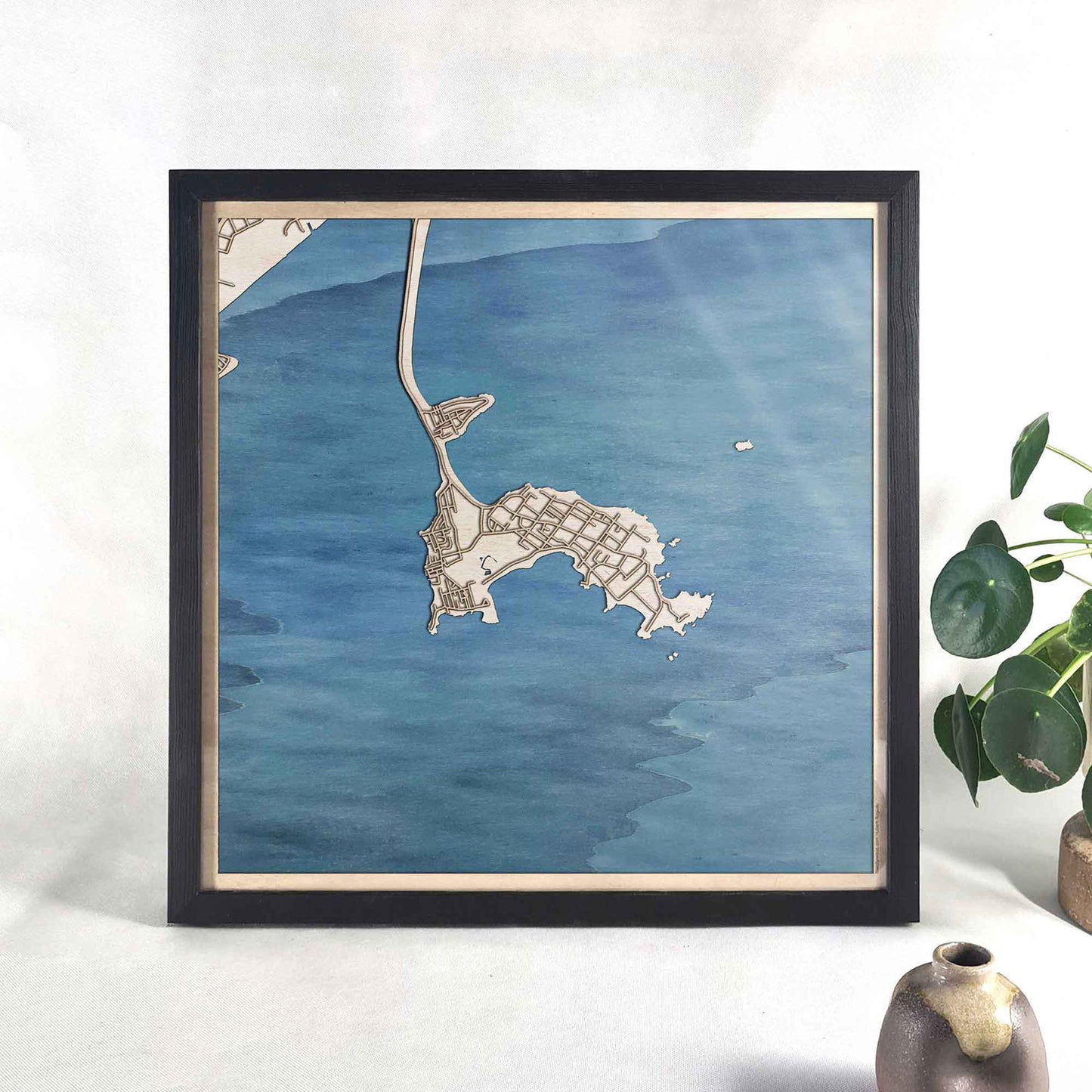 Nahant Wooden Map by CityWood - Custom Wood Map Art - Unique Laser Cut Engraved - Anniversary Gift