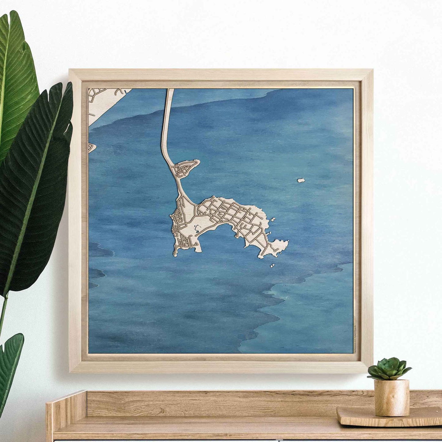 Nahant Wooden Map by CityWood - Custom Wood Map Art - Unique Laser Cut Engraved - Anniversary Gift