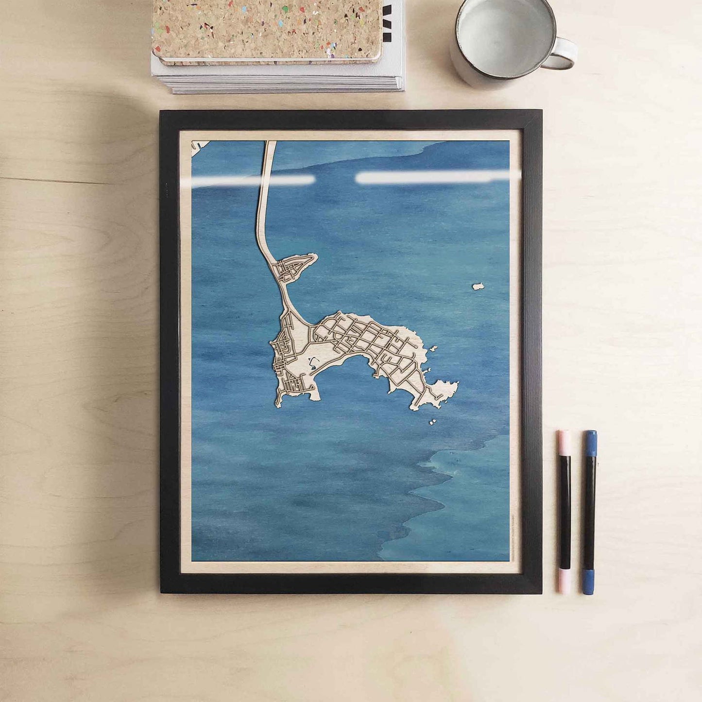Nahant Wooden Map by CityWood - Custom Wood Map Art - Unique Laser Cut Engraved - Anniversary Gift