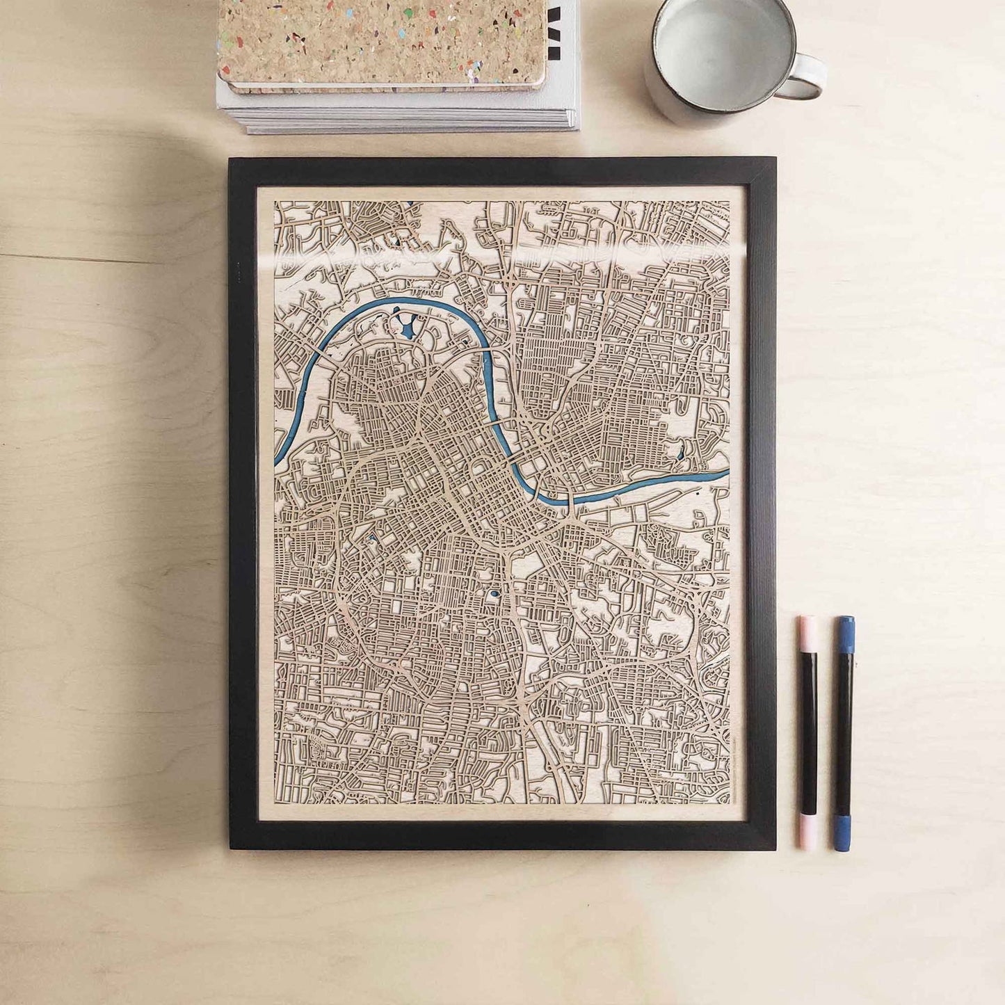 Nashville Wooden Map by CityWood - Custom Wood Map Art - Unique Laser Cut Engraved - Anniversary Gift