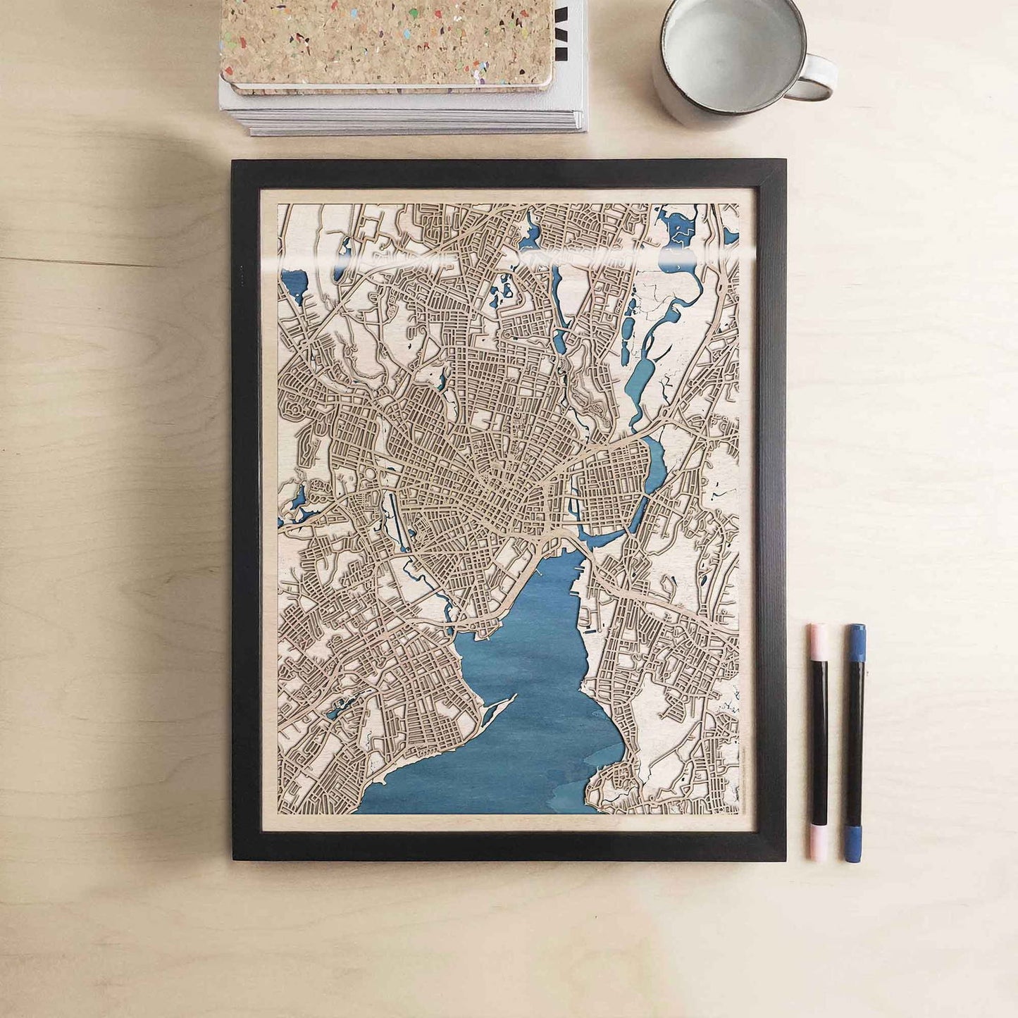 New Haven Wooden Map by CityWood - Custom Wood Map Art - Unique Laser Cut Engraved - Anniversary Gift