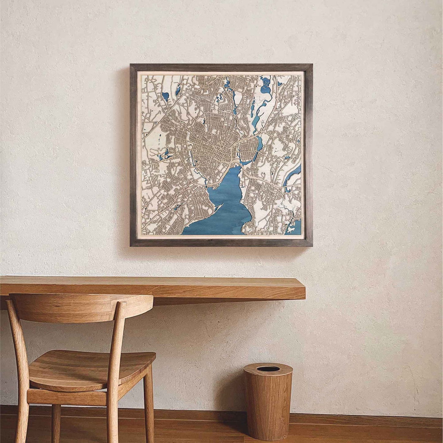 New Haven Wooden Map by CityWood - Custom Wood Map Art - Unique Laser Cut Engraved - Anniversary Gift