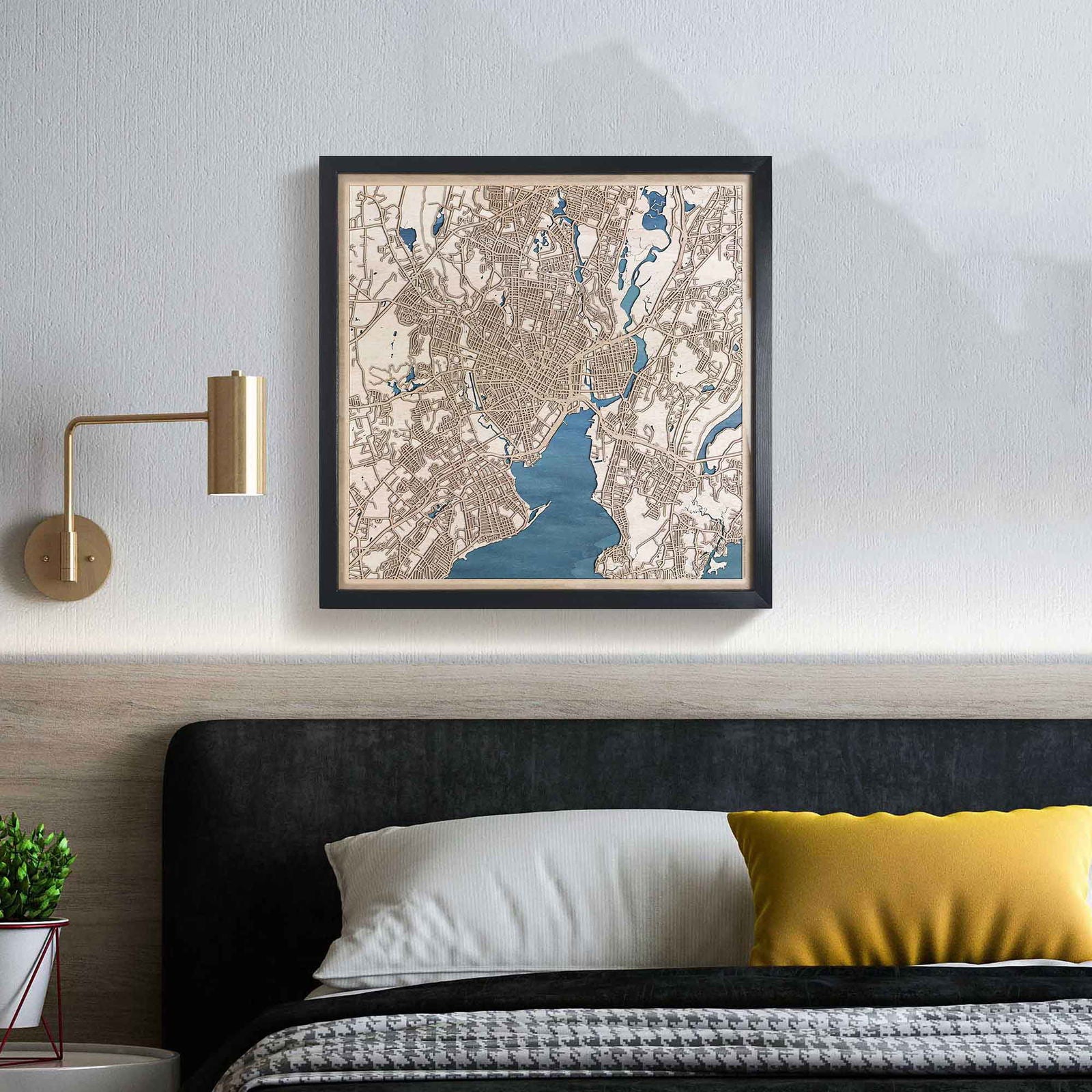 New Haven Wooden Map by CityWood - Custom Wood Map Art - Unique Laser Cut Engraved - Anniversary Gift