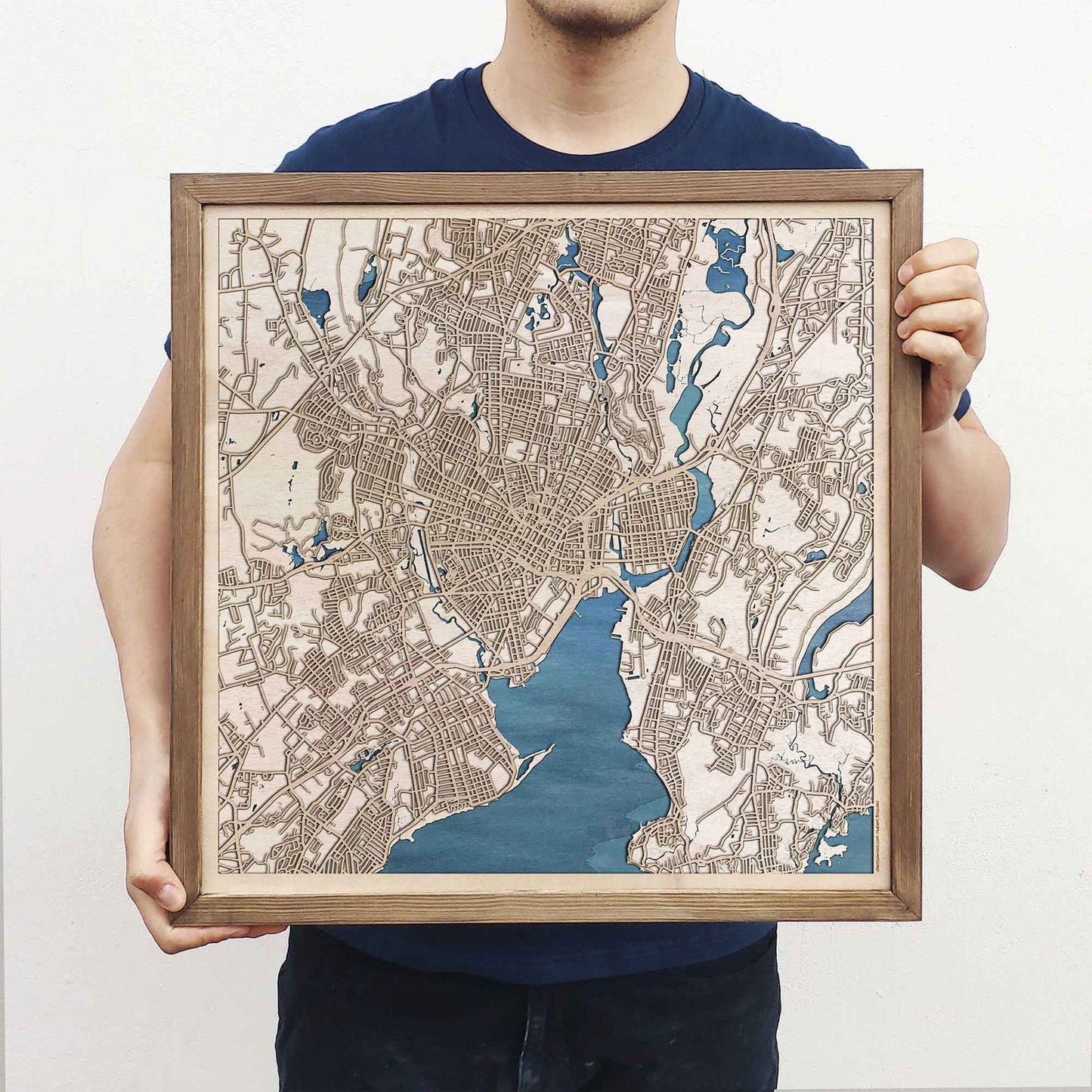 New Haven Wooden Map by CityWood - Custom Wood Map Art - Unique Laser Cut Engraved - Anniversary Gift