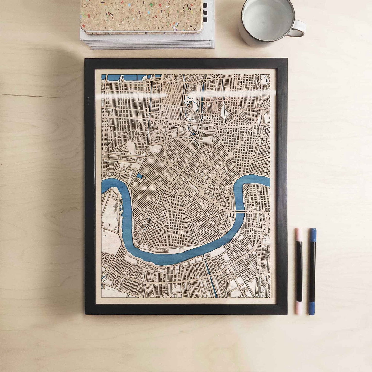 New Orleans Wooden Map by CityWood - Custom Wood Map Art - Unique Laser Cut Engraved - Anniversary Gift