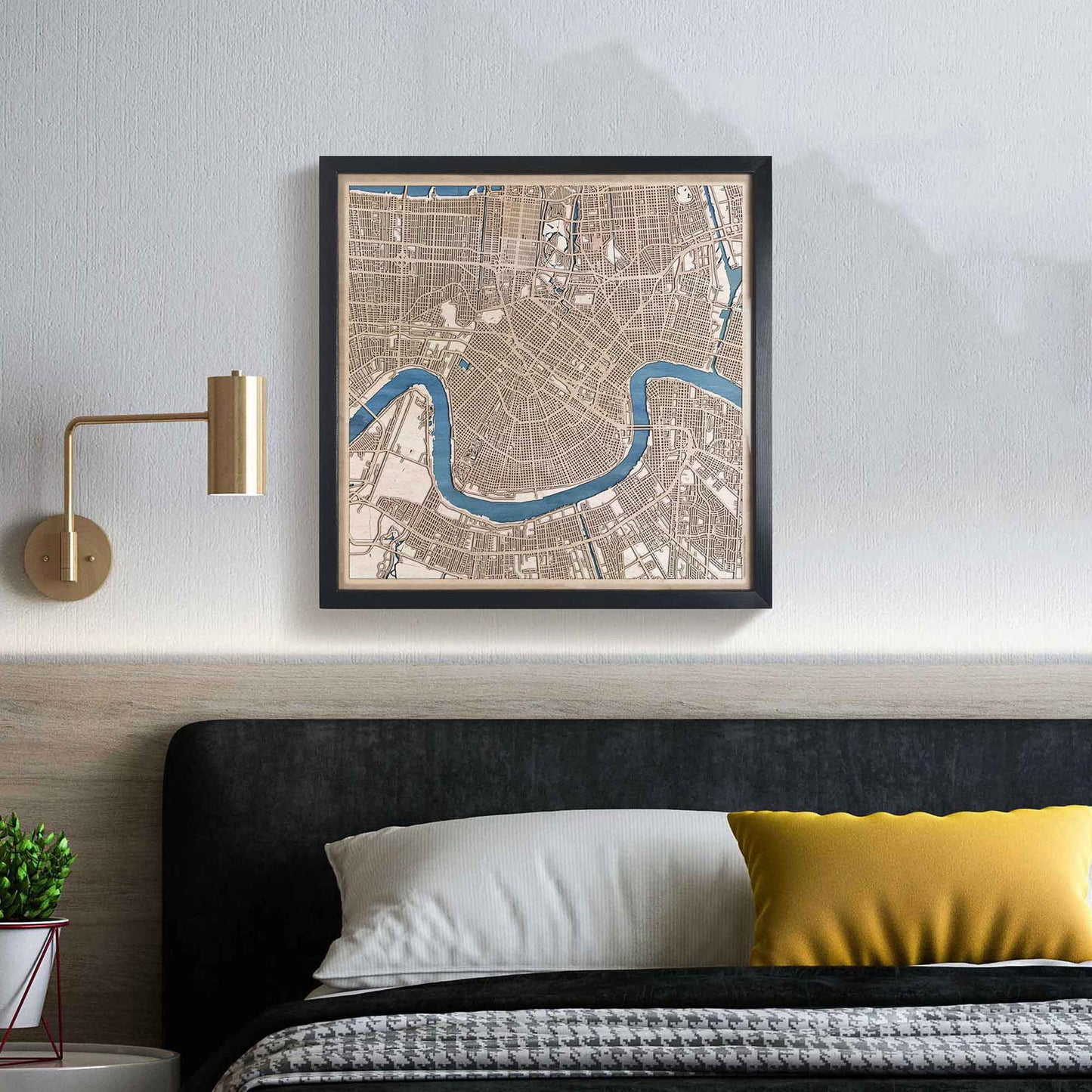 New Orleans Wooden Map by CityWood - Custom Wood Map Art - Unique Laser Cut Engraved - Anniversary Gift