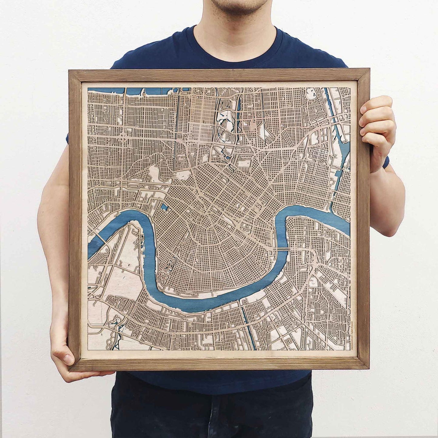 New Orleans Wooden Map by CityWood - Custom Wood Map Art - Unique Laser Cut Engraved - Anniversary Gift