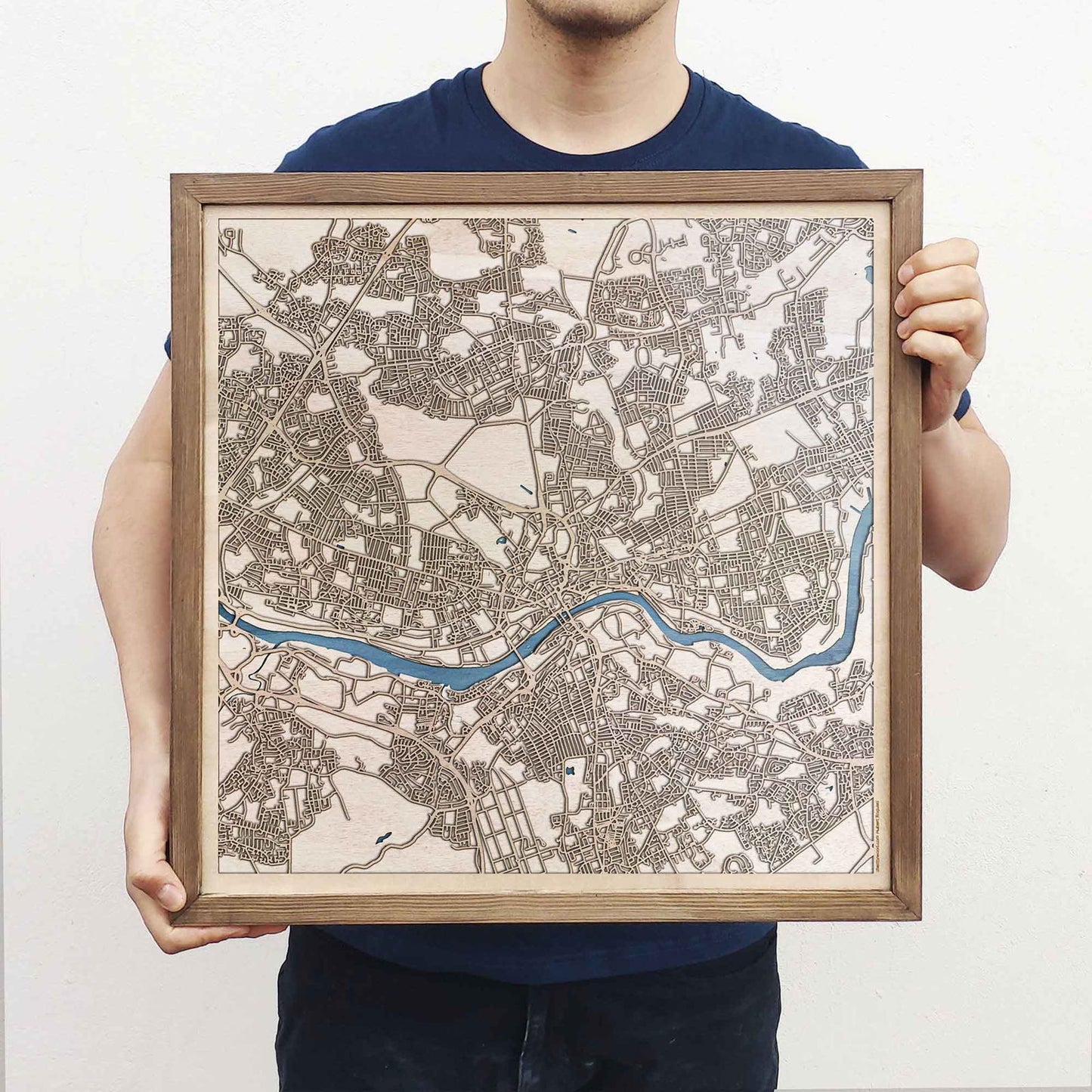 Newcastle upon Tyne Wooden Map by CityWood - Custom Wood Map Art - Unique Laser Cut Engraved - Anniversary Gift