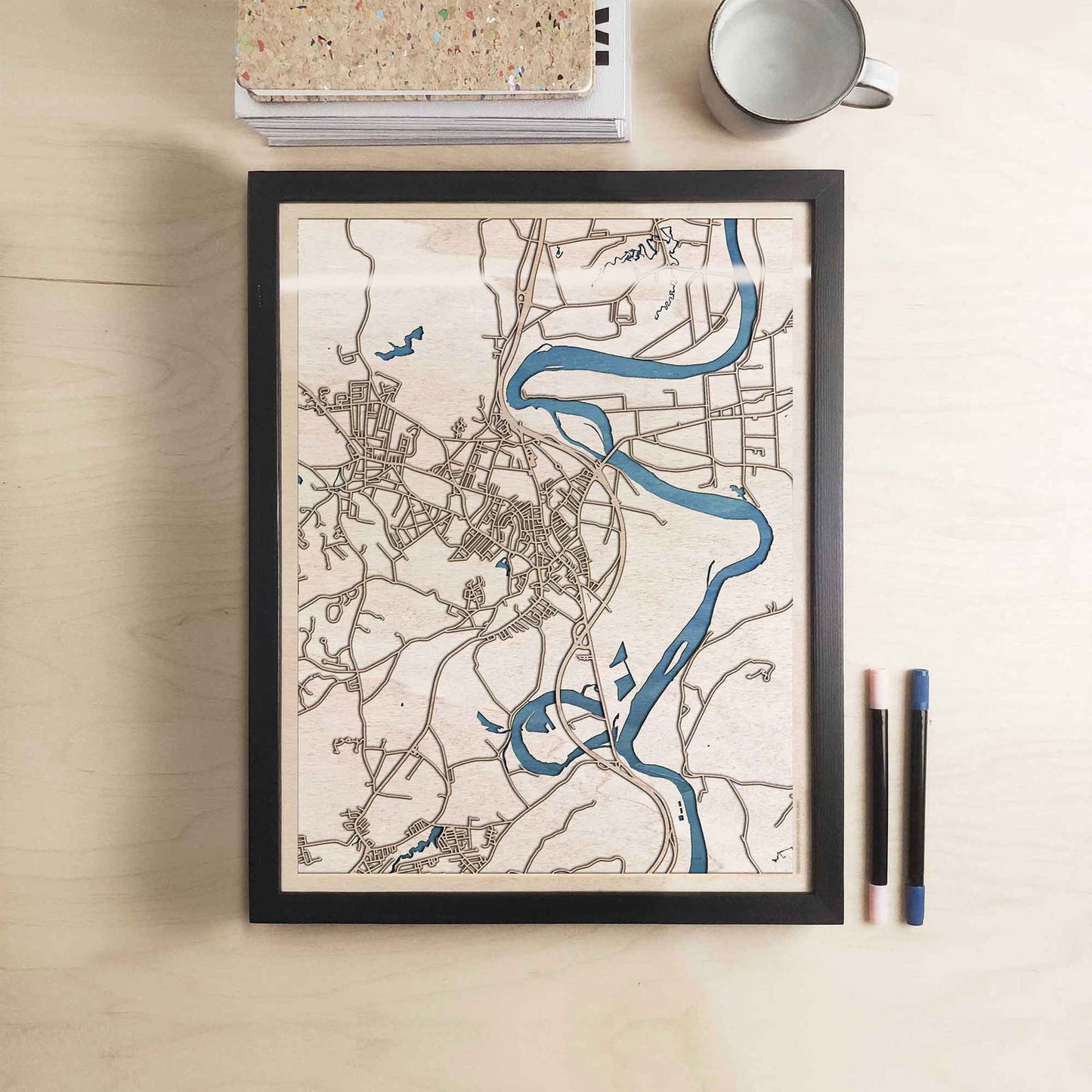 Northampton Wooden Map by CityWood - Custom Wood Map Art - Unique Laser Cut Engraved - Anniversary Gift