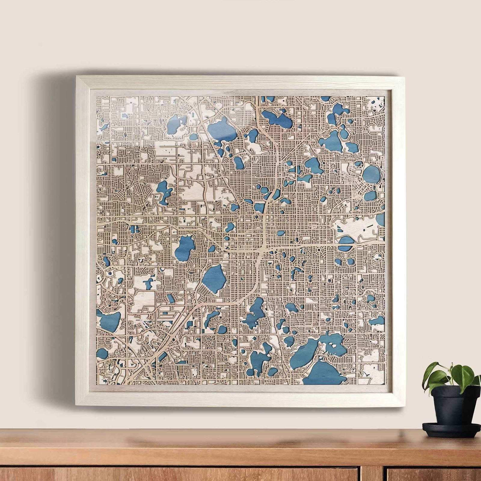 Orlando Wooden Map by CityWood - Custom Wood Map Art - Unique Laser Cut Engraved - Anniversary Gift