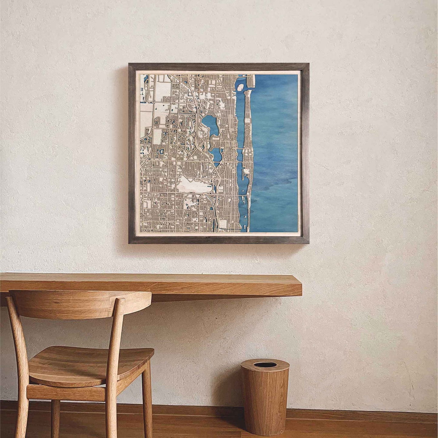 Palm Beach Wooden Map by CityWood - Custom Wood Map Art - Unique Laser Cut Engraved - Anniversary Gift