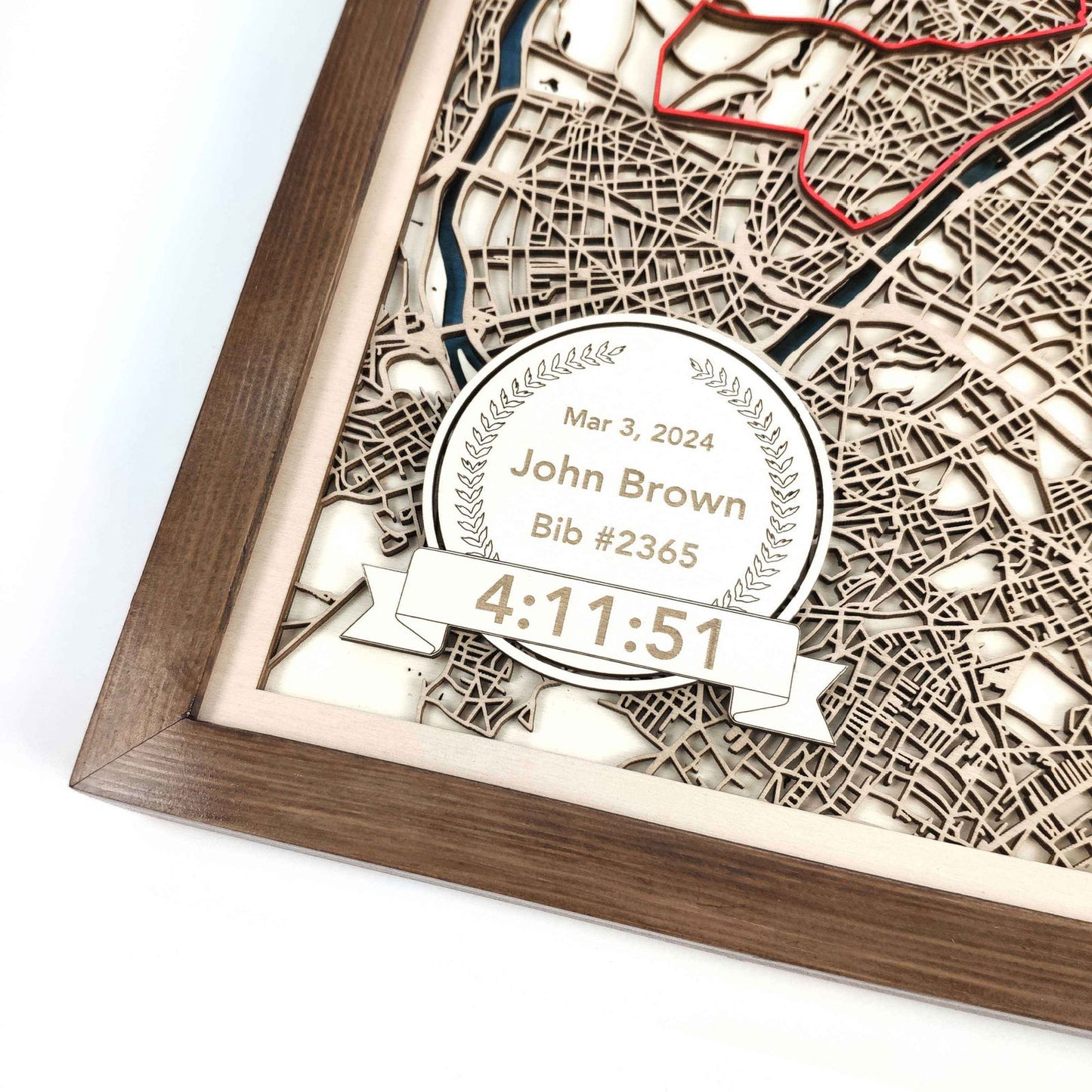 Paris Marathon Laser-Cut Wooden Map – Unique Runner Poster Gift by CityWood - Custom Wood Map Art - Unique Laser Cut Engraved - Anniversary Gift