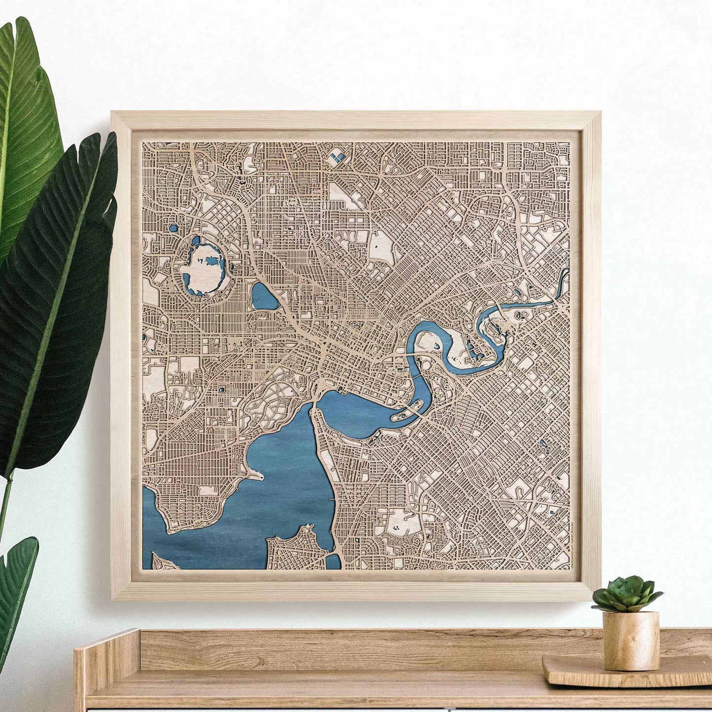 Perth Wooden Map by CityWood - Custom Wood Map Art - Unique Laser Cut Engraved - Anniversary Gift
