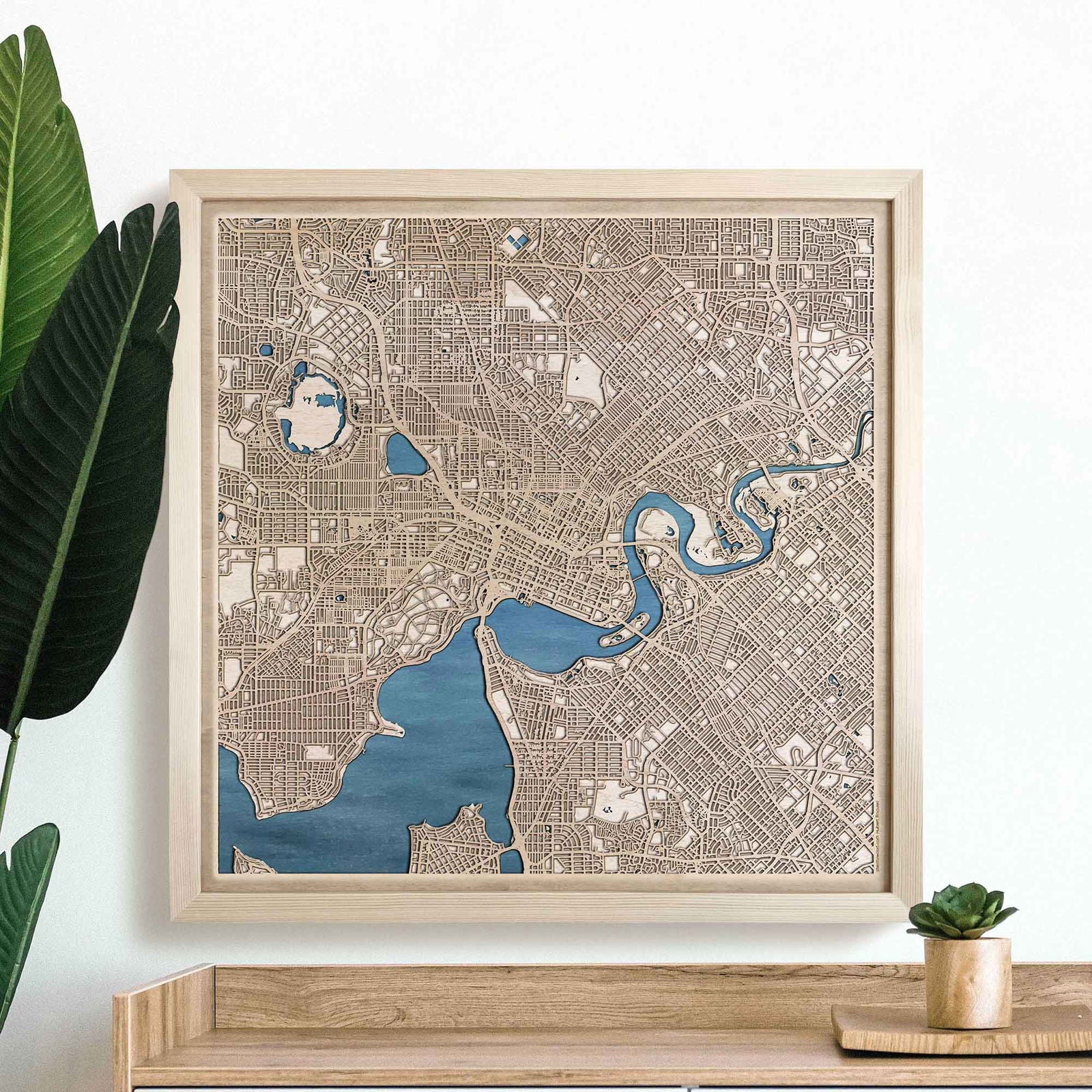 Perth Wooden Map by CityWood - Custom Wood Map Art - Unique Laser Cut Engraved - Anniversary Gift