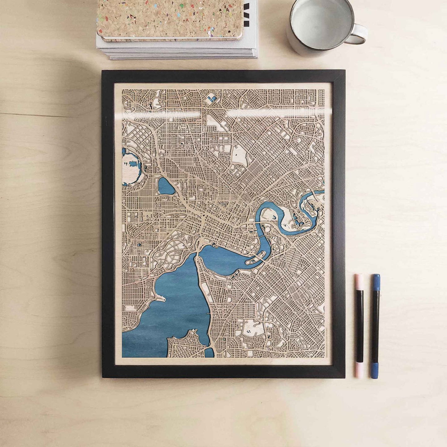 Perth Wooden Map by CityWood - Custom Wood Map Art - Unique Laser Cut Engraved - Anniversary Gift