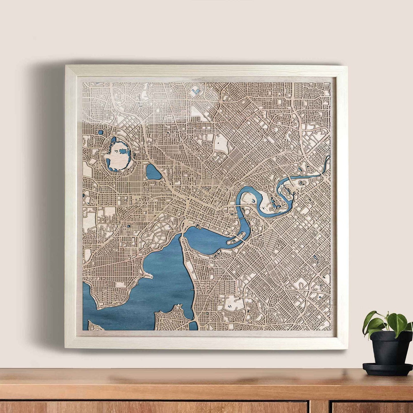 Perth Wooden Map by CityWood - Custom Wood Map Art - Unique Laser Cut Engraved - Anniversary Gift