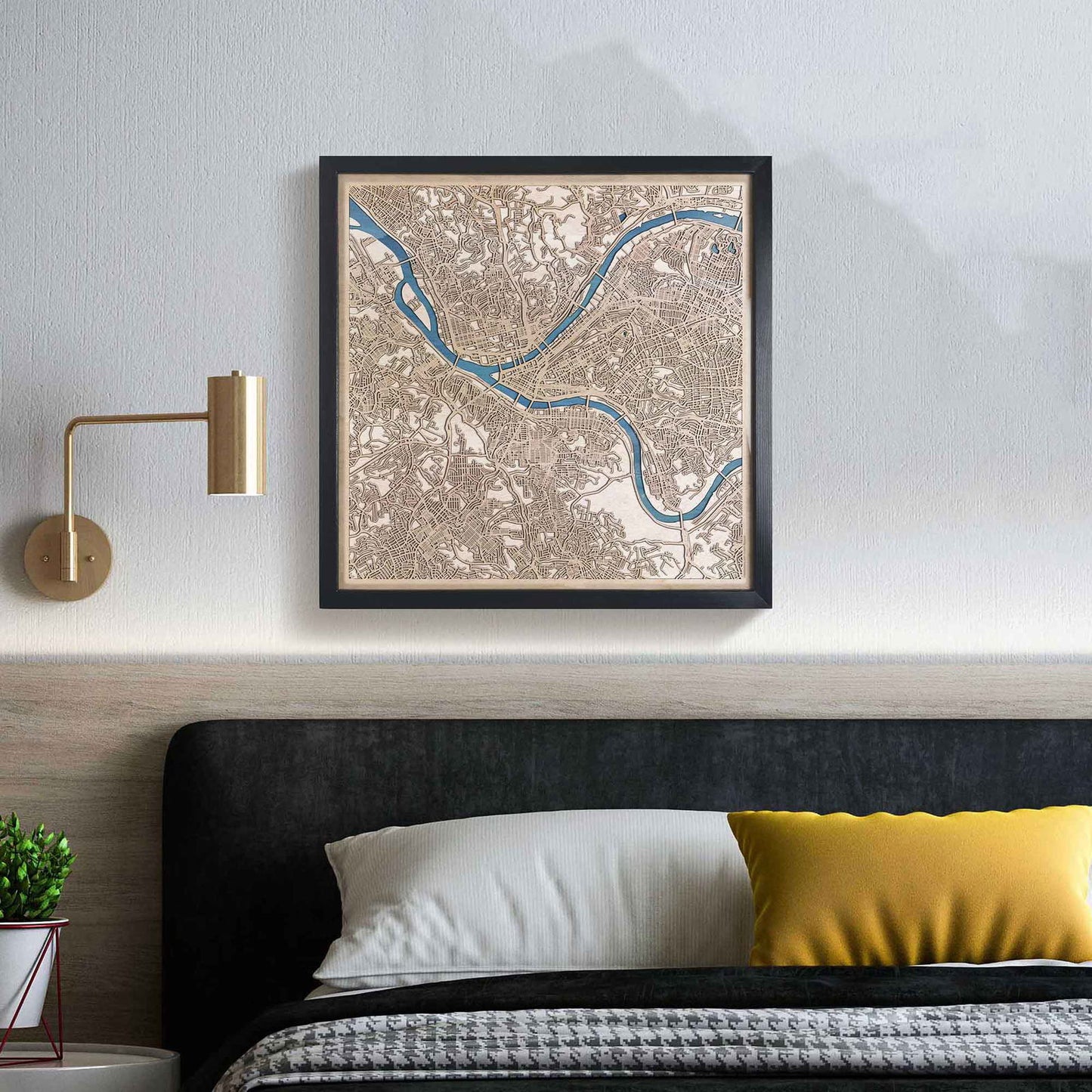 Pittsburgh Wooden Map by CityWood - Custom Wood Map Art - Unique Laser Cut Engraved - Anniversary Gift