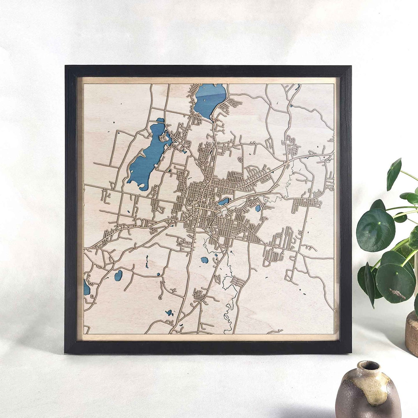 Pittsfield Wooden Map by CityWood - Custom Wood Map Art - Unique Laser Cut Engraved - Anniversary Gift