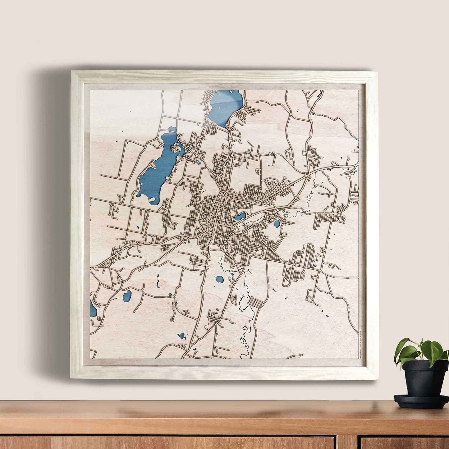Pittsfield Wooden Map by CityWood - Custom Wood Map Art - Unique Laser Cut Engraved - Anniversary Gift
