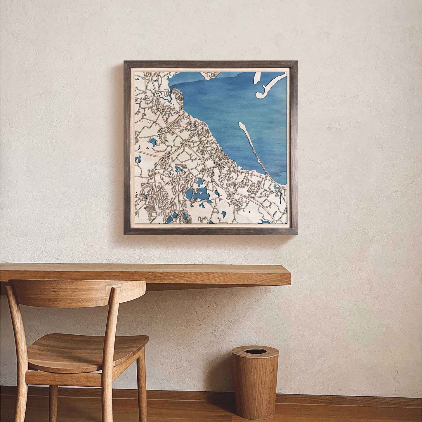 Plymouth Wooden Map by CityWood - Custom Wood Map Art - Unique Laser Cut Engraved - Anniversary Gift