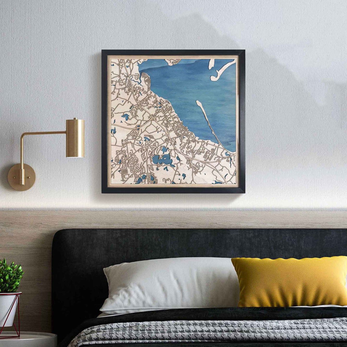Plymouth Wooden Map by CityWood - Custom Wood Map Art - Unique Laser Cut Engraved - Anniversary Gift