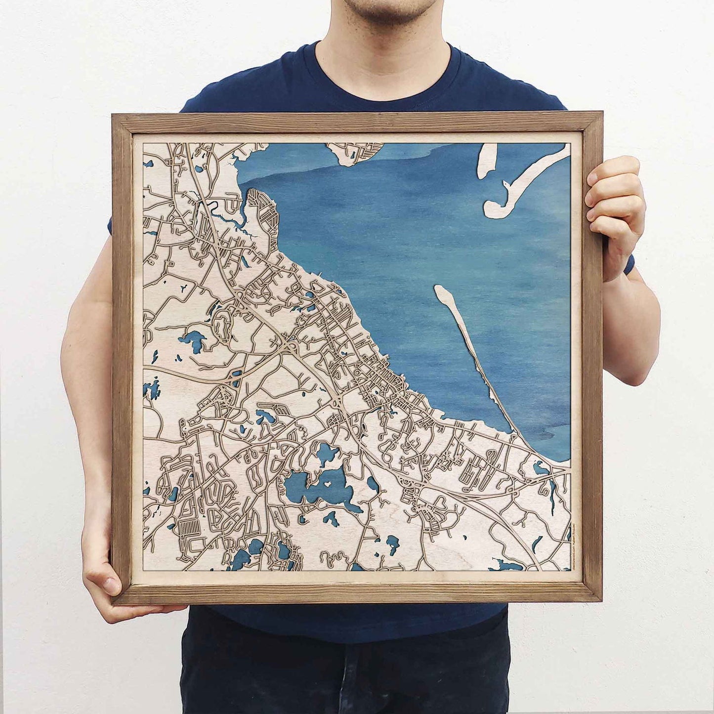 Plymouth Wooden Map by CityWood - Custom Wood Map Art - Unique Laser Cut Engraved - Anniversary Gift