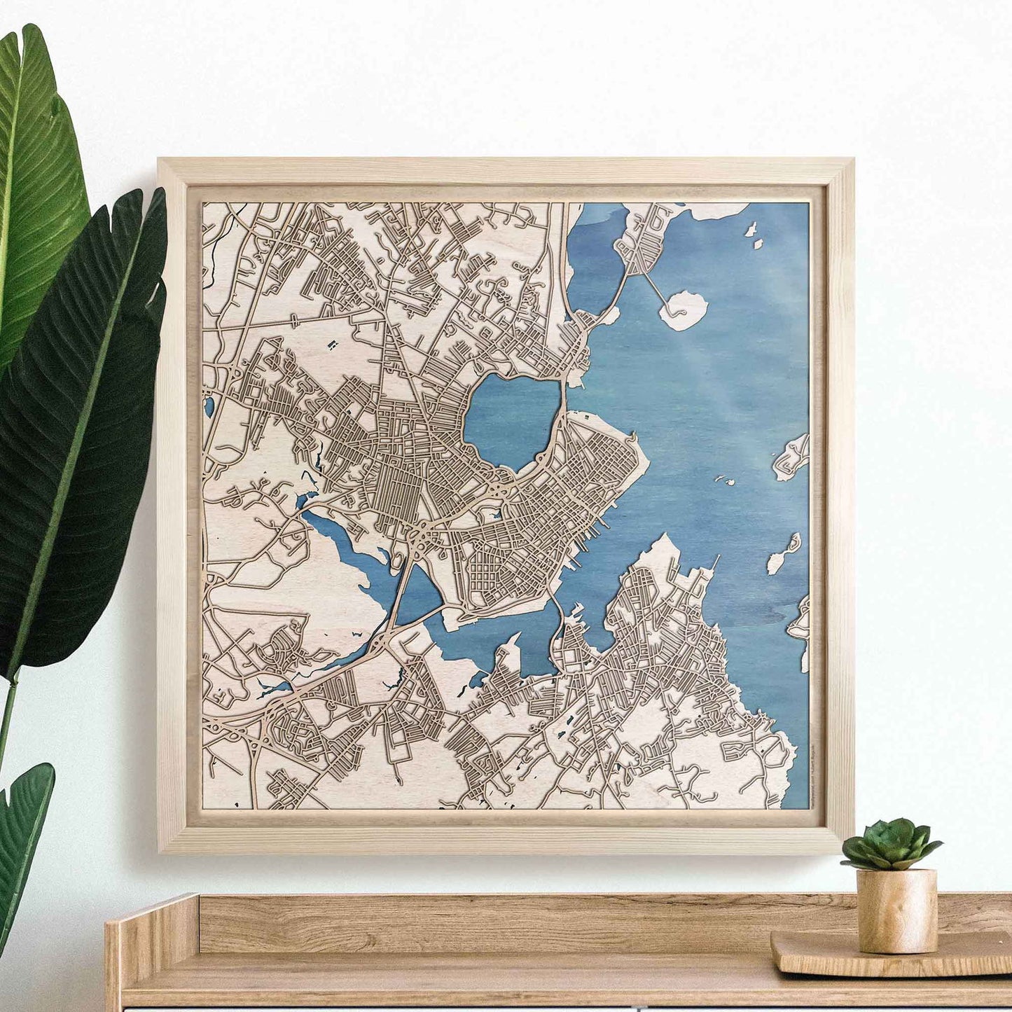 Portland Maine Wooden Map by CityWood - Custom Wood Map Art - Unique Laser Cut Engraved - Anniversary Gift