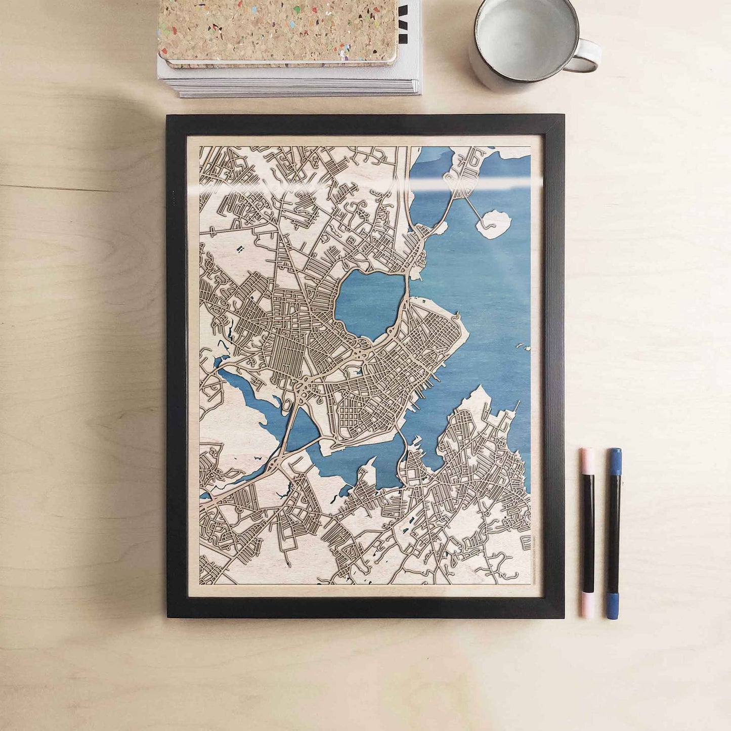 Portland Maine Wooden Map by CityWood - Custom Wood Map Art - Unique Laser Cut Engraved - Anniversary Gift