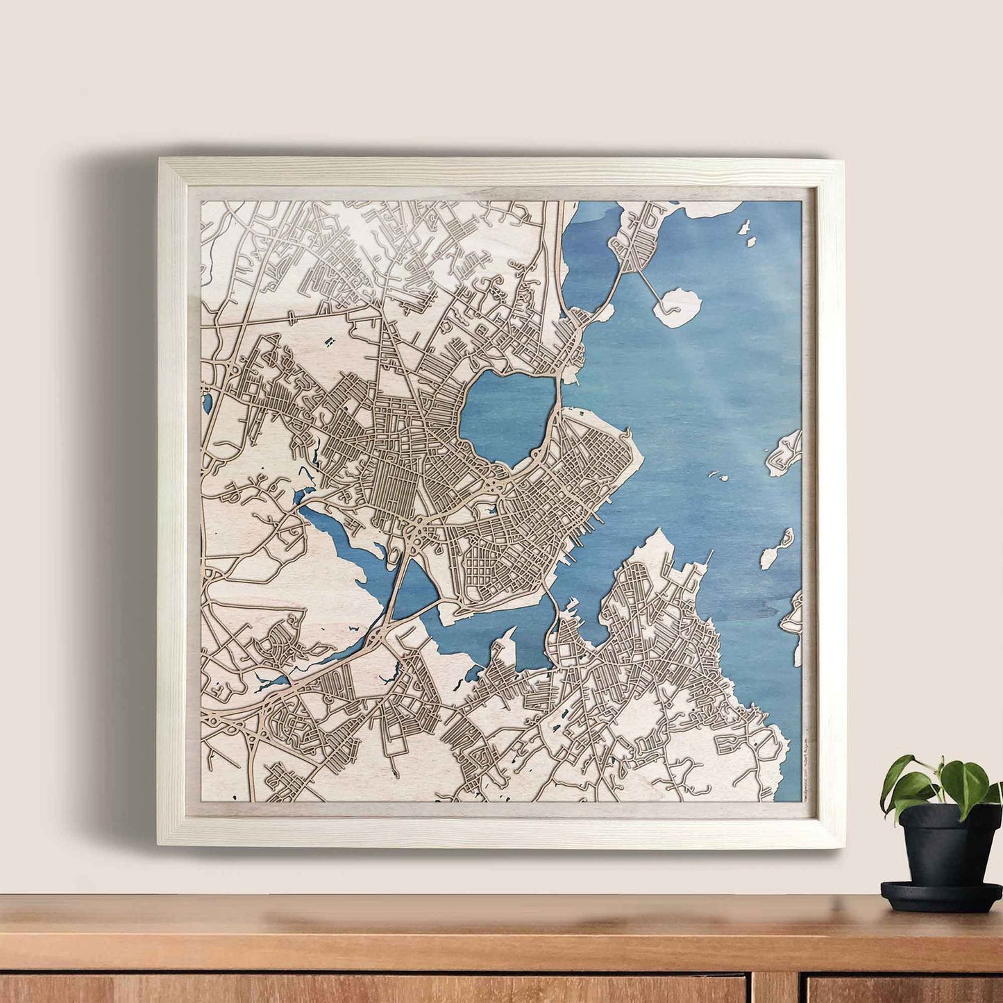 Portland Maine Wooden Map by CityWood - Custom Wood Map Art - Unique Laser Cut Engraved - Anniversary Gift
